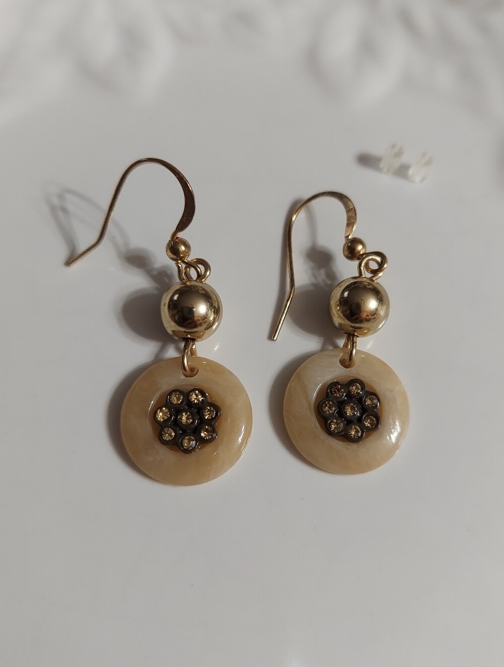 Polished Gold Tone/'Champagne Dreams' Crystal Drop Earrings